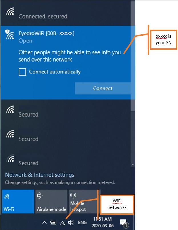EYEFI in available WiFi network list EYEFI in Available WiFi Network List