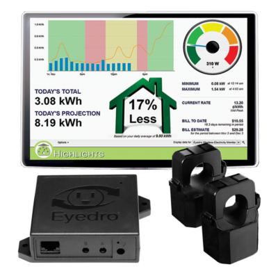 Eyedro Next Generation Solar Ready WiFi Electricity Monitor Includes 2 x 200A Sensors 
