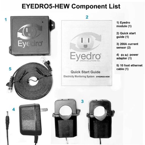 EYEDRO5-HEW home energy usage meter components list - what's in the box